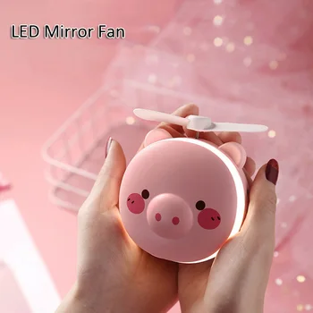 HEALLOR Moda Criativa LED Espelho de Maquilhagem Fã de Animais Forma de Carregamento USB Portátil do DIODO emissor de Luz Espelho Bonito Espelho de maquilhagem