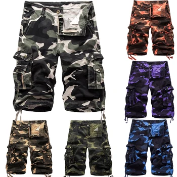 Homens Militar Camo Shorts De Carga De Streetwear De Moda De Verão De Camuflagem Multi-Bolso Casual Carga Calça Plus Size Masculino Bermudas