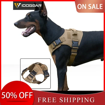 IDOGEAR Tactical Vest Cão Harness Dog c/ Identificador de Cães Militares Trabalhando Acessórios Ajustável 3315