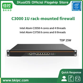 IKuaiOS C3000 Processador Atom de montagem em Rack 1U de Negócios de Firewall de Rede de 6x1GE a Bordo 2x 10g SFP Compatível Mikrotik Pfsense Opnsense
