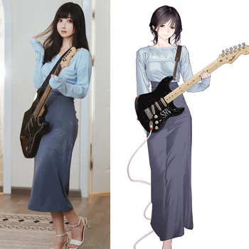 Illustrator Guitarra Irmã de Trajes Cosplay Sexy Vestido de Anime Cosplay para as Mulheres, o Japão e a Coreia do Sul Cosplay