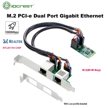 Iocrest M. 2 (B/Tecla M) pci-E de Interface de Porta Dupla Ethernet Gigabit Módulos 1000Mbps 1G Nic Netwerkkaart Realtek Chipset RT8111H