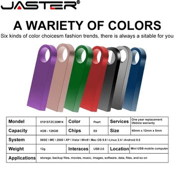 JASTER Livre de Metais Logotipo Personalizado de Memoria Usb Flash Drive Pendrive 32GB 64GB Impermeável Pen Drive de 16GB 8GB Usb 2.0 Vara Chave