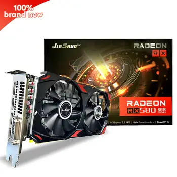 JIESHUO NOVA GPU da Placa De Placa de Vídeo AMD Radeon RX 580 8gb Safira Nitro RX580 4gb Placa Gráfica para PC