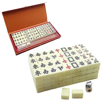 Jogos De Mahjong Em Miniatura Chinês Mahjong Jogo Com 2 Cartões De Reposição 144 Mini-Telhas 144 Mahjong Peça De Viagens Jogo De Tabuleiro Chinês