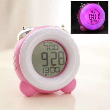 K1KA Mini Bonito Relógio de Alarme Alto Relógio Dual Alarme Destop Relógio Alimentado por Bateria de Relógio de Crianças Meninos & Meninas, Quarto Relógio