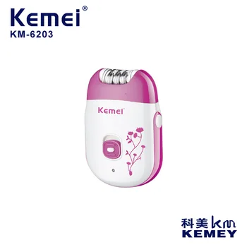 Kemei Km-6203-de-Rosa de Carregamento USB Profissionais Elétrica de Corpo das Mulheres Depiladora Aparador de Pêlos