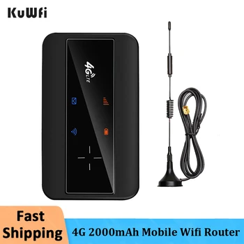 KuWFi 4G LTE Roteador sem Fio wi-fi Router Com o Cartão Sim Portátil ao ar livre Hotspot Bolso 150mbps 4G Modem 2000mah PARA Home Office