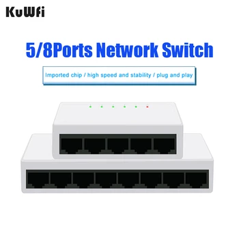 KuWFi 5/8 Porta Desktop Switch de Rede 10/100Mbps Switch Ethernet Adaptador Fast Ethernet RJ45 Switcher de Comutação Auto MDI/MDIX