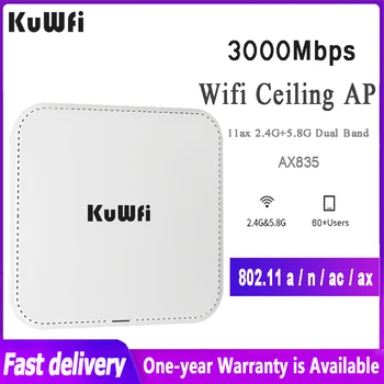 KuWfi 3000Mbps sem Fio Teto AP Interior Roteador wi-Fi Hotspot 2,4 G&5.8 G Dual Ponto de Acesso de Banda da Antena 6dBi Suporta mais de 60 Usuários