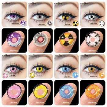 Lentes de Contacto de cor 2pcs Cor da Lente dos Olhos de Anime Cosplay Cosméticos Coloridos Contatos Anual de Olho Lentes de Contato Coloridas para os Olhos