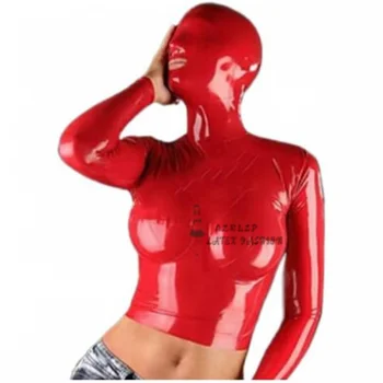 Látex Revestimento De Borracha Mulheres Cosplay Red Coat Casaco De Frio Vermelha Arnês Máscara
