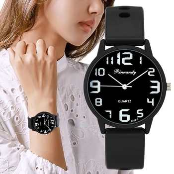 Mulheres Simples Relógios de Silicone Conjunto Minimalista Número de Senhoras Qualidades Grande Dial Senhoras Quartzo relógio de Pulso com Casual Relógio Presentes