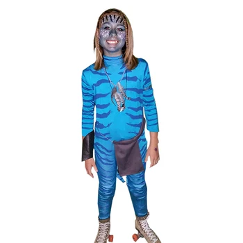 Neytiri de Avatar de Ficção científica Figura Trajes de Halloween para as Crianças Cosplay de Anime Zentai Fantasia Cauda Macacões Disfarçar Ternos
