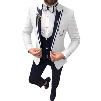 Nova Moda Casual Homens, o Terno de Três peças de Conjunto (top + Colete + Calça) de Lapela Slim Cerimônia de Casamento do Noivo Melhor armadura do Homem de roupas masculinas
