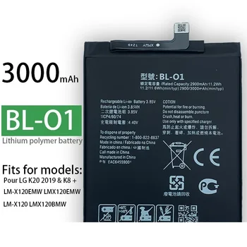 Novo 3000mAh 3.85 V BL-01 Bateria Para LG Despeje LG K20 2019 / K8 + LM-X120EMW LMX120BMW BL-O1 Baterias do Telefone Móvel + Ferramentas
