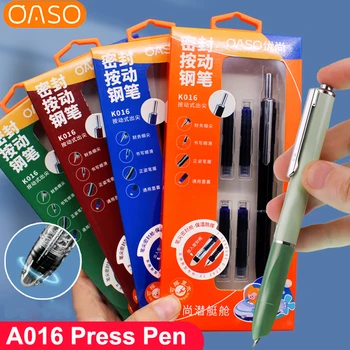 OASO K/A016 Selado Prima Caneta-tinteiro Automática Pressione Estudante de Escrita de disco Rígido Caneta de Caligrafia 0,5 mm Cartucho Substituível Tinta Presente