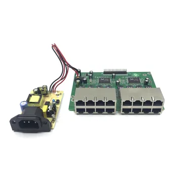 OEM 10 / 100mbps RJ45 16 portas Fast Ethernet Switch módulo Concentrador de rede local EUA UE Plug 5v Adaptador de Fonte de Alimentação Comutador de Rede da placa mãe