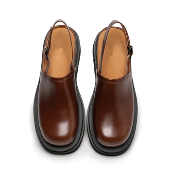 Os Homens Modernos Têm De Chegar ! High-end de Couro de Luxo do Dedo do pé Redondo Grosso-exclusiva de Sandálias Empresário Maduro Sapatos de Verão