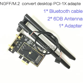 Pci e PCI Express 1x Adaptador Desktop do Conversor com 2*6dbi Antena de TV para Intel 9260NGW 8260 7260 PCIe NGFF M. 2 Wi-Fi Bluetooth