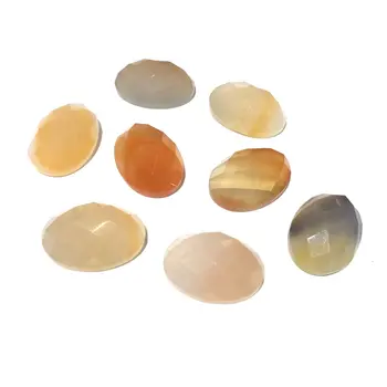 Pedra Natural jade Amarelo Cabochão de Contas Facetadas de Televisão de Volta Oval Nenhum Buraco Solta Esferas Para fazer jóias Anel DIY acessórios