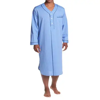 Plus Size Vestes Homens Roupão De Banho Nightrobe Solta Cor Sólida Comprimento Do Joelho Botão Respirável Noite De Roupas De Homens Pijama De Verão
