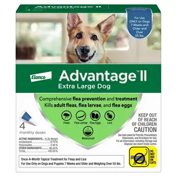 Prevenção de pulgas para XL Cães +55 lbs, 4 Mensais de Tratamentos