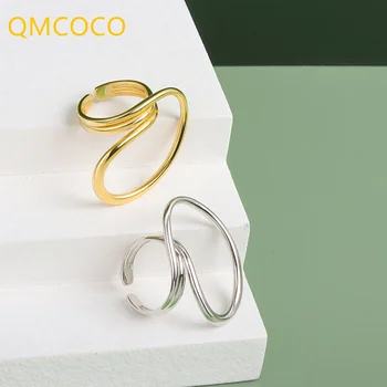 QMCOCO Cor de Prata Irregular Geométricas Personalidade Abrir Ajustável Minimalista Anel Para as Mulheres INS Festa de Moda Jóias Presentes