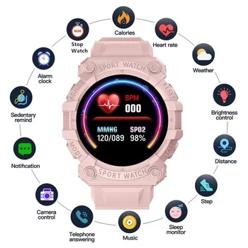 Smart Relógios de Homens de Mulher Smartwatch Toque IP67 Impermeável de Fitness Pulseira Relógio de freqüência Cardíaca para IOS, Android Relojes Inteligentes