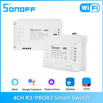 Sonoff 4CH R3/ 4CH PRO R3 4 Gangue Wi-Fi Smart Switch Módulo de Intertravamento Avançando Suporte ao Controle de EWeLink APP Alexa Inicial do Google Alice