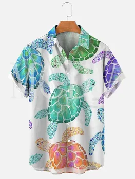 Tartaruga Oceano Hawaiian3D Todo Impresso Camisa Havaiana Homens Para Mulheres Casuais Respirável Havaiano Camisa De Manga Curta