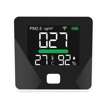 Tuya wi-Fi de Qualidade do Ar Medidor de PM2.5 de Temperatura e Umidade Testador Portátil do DIODO emissor de luz Para Home Office