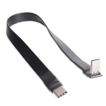 USB 3.1 Tipo C Tipo C Cabo de Extensão de 90 Graus Placa FPC FPV Fita Mini USB C Cabo de 3A 10Gbps Blindagem contra EMI, 30cm