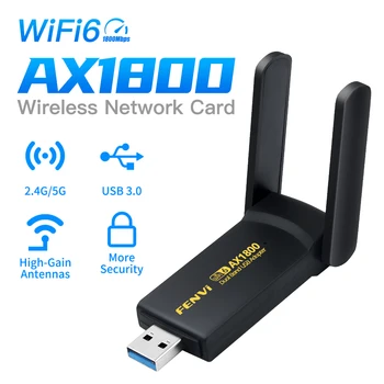 WiFi 6 USB Dongle Receptor AX1800 MT7921 Dupla Banda De 2,4 G & 5G Placa de Rede sem Fio USB 3.0 Adaptador de wi-FI Para o Portátil da área de Trabalho