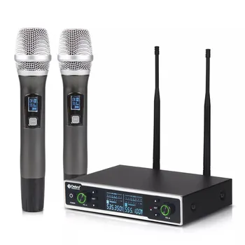 Áudio R202 Microfone sem Fio da freqüência do Sistema Eyk Uhf Duplo Microfone Transmissor com Função Mute, Karaoke Microfone sem Fio Sistema de