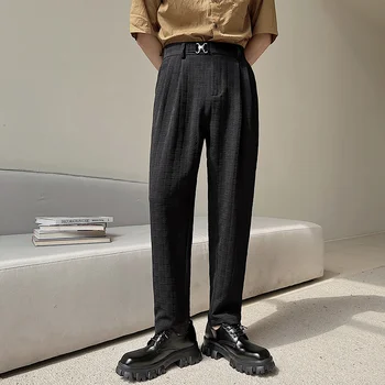 2023 Novo Terno Preto, Calças de Moda masculina Social Mens Calças de Vestido coreano Solta Retas de Mens de Calças de Escritório Calças Formais S-XL