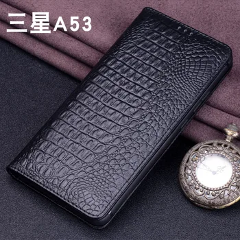 Vendas de Luxo Lich Couro Genuíno Telefone Flip Case Para Samsung Galaxy A73 A53 5g Real de couro de Couro Shell Cobertura Completa Saco do Bolso